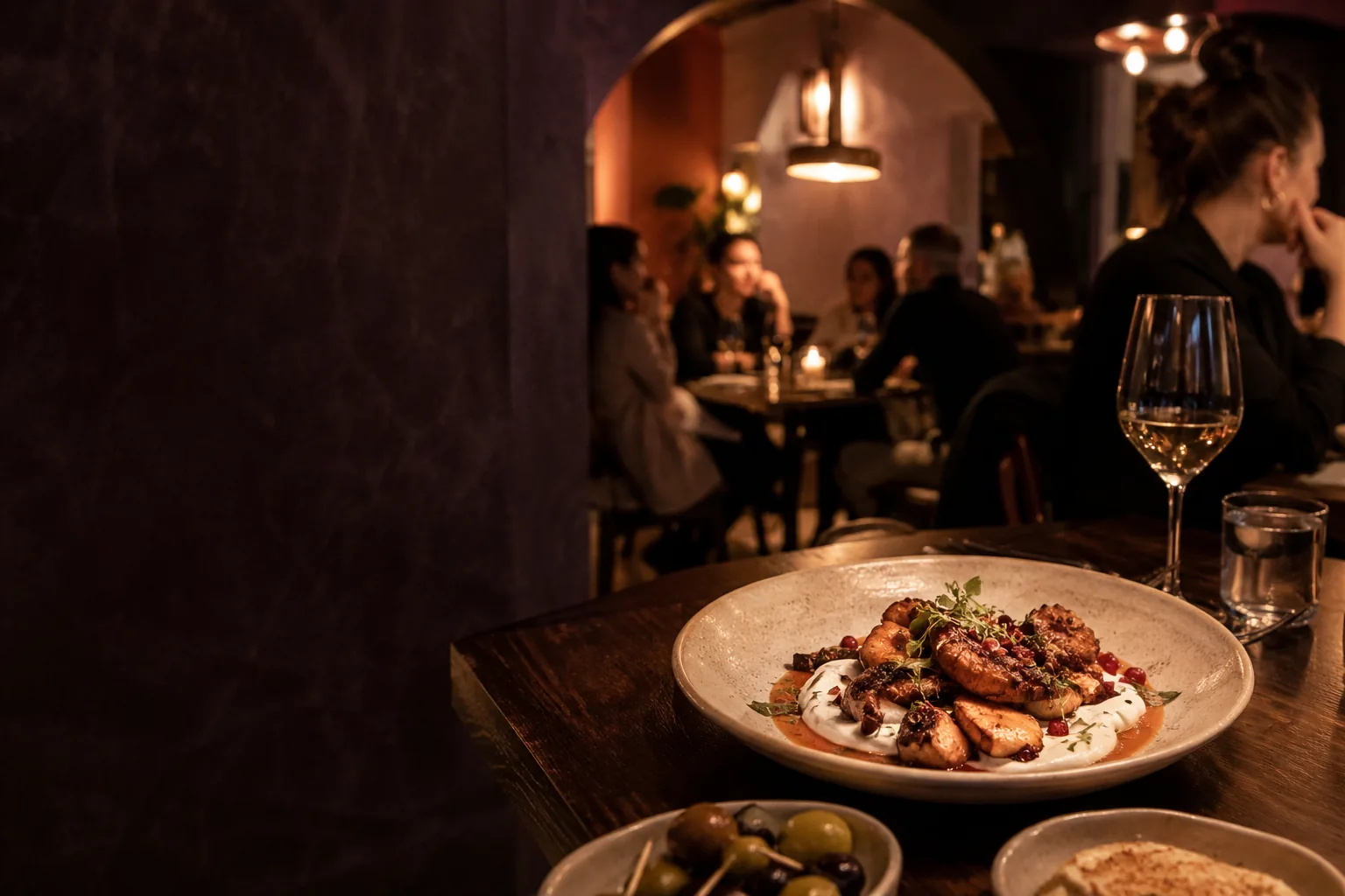 A carefully plated dish in a welcoming restaurant
